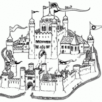 Desenho de Castelo feudal para colorir