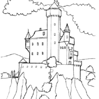 Desenho de Castelo na montanha para colorir