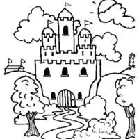 Desenho de Castelo na floresta para colorir