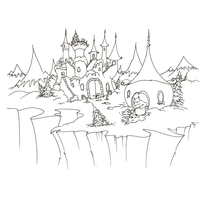 Desenho de Castelo no monte nevado para colorir