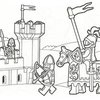 Desenho de Soldados no castelo para colorir
