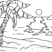 Desenho de Coqueiro na praia para colorir