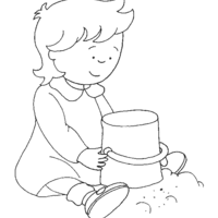 Desenho de Menina brincando com baldinho de praia para colorir