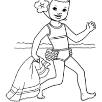 Desenho de Menina com lindo biquini para colorir
