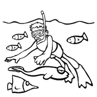 Desenho de Menino mergulhando no mar para colorir