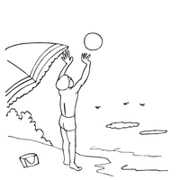 Desenho de Menino jogando vôlei na praia para colorir