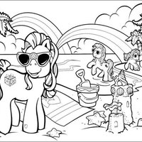 Desenho de My Little Pony na praia para colorir