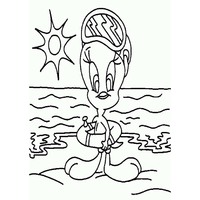 Desenho de Piu Piu com bóia de nadar para colorir