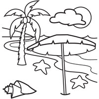 Desenho de Praia e mar para colorir