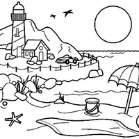 Desenho de Praia na cidade para colorir