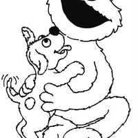Desenho de Elmo e cachorro de estimação para colorir