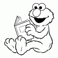 Desenho de Elmo lendo um livro para colorir