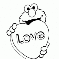 Desenho de Elmo no Dia dos Namorados para colorir