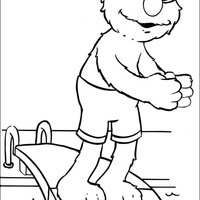 Desenho de Elmo pulando na piscina para colorir