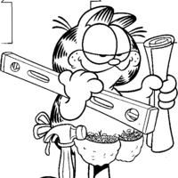 Desenho de Garfield arquiteto para colorir