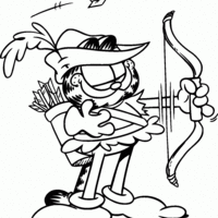 Desenho de Garfield arqueiro para colorir