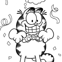 Desenho de Garfield ajeitando gravata para colorir