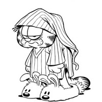 Desenho de Garfield com sono para colorir