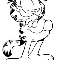 Desenho de Garfield de braços cruzados para colorir