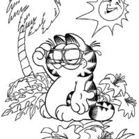 Desenho de Garfield de óculos para colorir