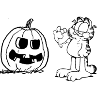 Desenho de Garfield e abóbora para colorir