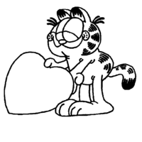 Desenho de Garfield e coração para colorir