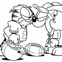 Desenho de Garfield e Odie no basebol para colorir