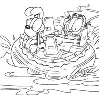 Desenho de Garfield e Odie no parque de atrações para colorir