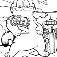 Desenho de Garfield e sua coroa de rei para colorir