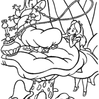 Desenho de Alice vendo travessuras da Lagarta para colorir
