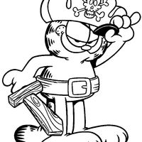 Desenho de Garfield e sua espada de pirata para colorir