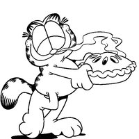 Desenho de Garfield e torta para colorir