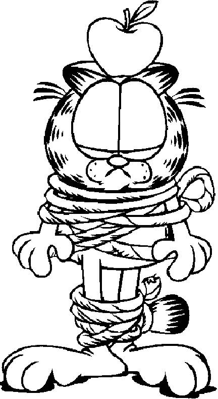 Garfield enrolado na corda