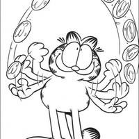 Desenho de Garfield fazendo malabarismo para colorir