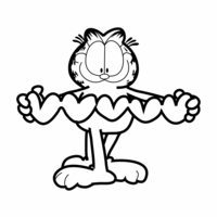 Desenho de Garfield fazendo origami para colorir