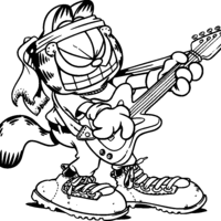 Desenho de Garfield tocando guitarra para colorir
