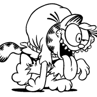 Desenho de Garfield fazendo zumbi para colorir