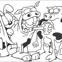 Desenho de Garfield imitando vaca para colorir