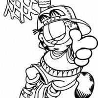 Desenho de Garfield jogando basquete para colorir