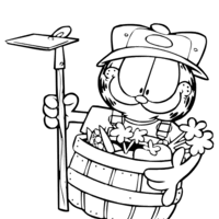 Desenho de Garfield no barril para colorir