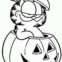 Desenho de Garfield no Halloween para colorir