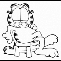 Desenho de Garfield sentado na cadeira para colorir