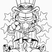 Desenho de Garfield Tio Sam para colorir