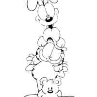 Desenho de Garfield, Odie e Nermal para colorir