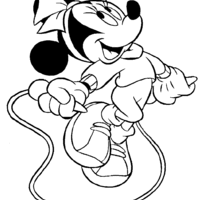 Desenho de Minnie pulando corda para colorir