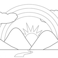 Desenho de Arco-íris na montanha para colorir