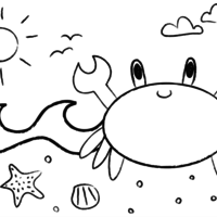 Desenho de Caranguejo no mar para colorir