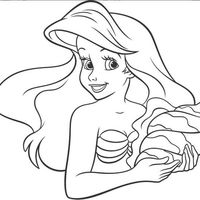 Desenho de Ariel e concha para colorir