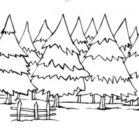 Desenho de Floresta de pinheiros para colorir