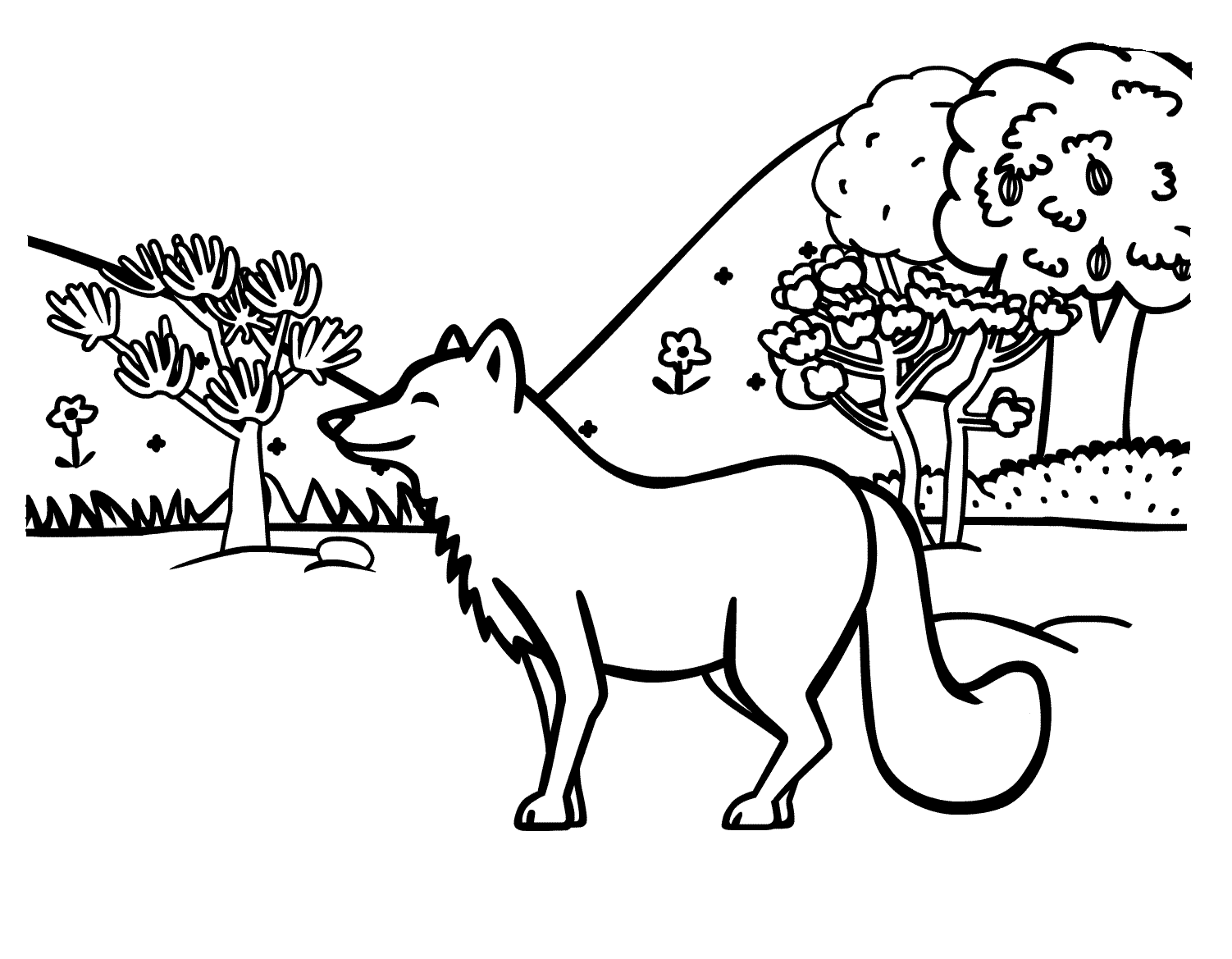 Desenho de Lobo na floresta para colorir Tudodesenhos